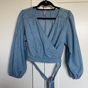 NWOT Free People chambray wrap top
